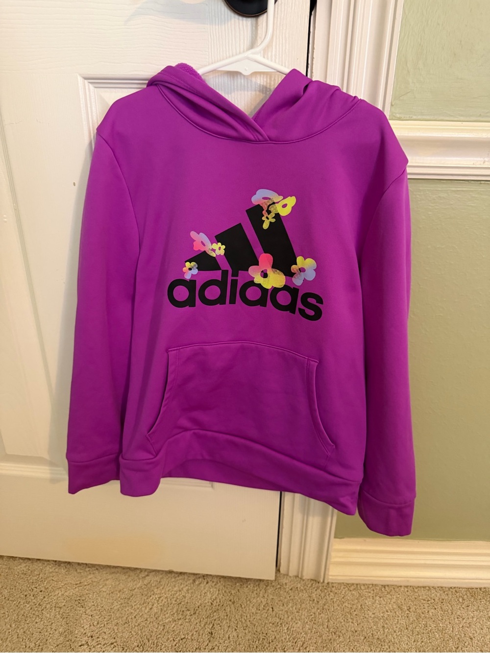 adidas Kids Purple Floral Trefoil Sweatshirt Hoodie